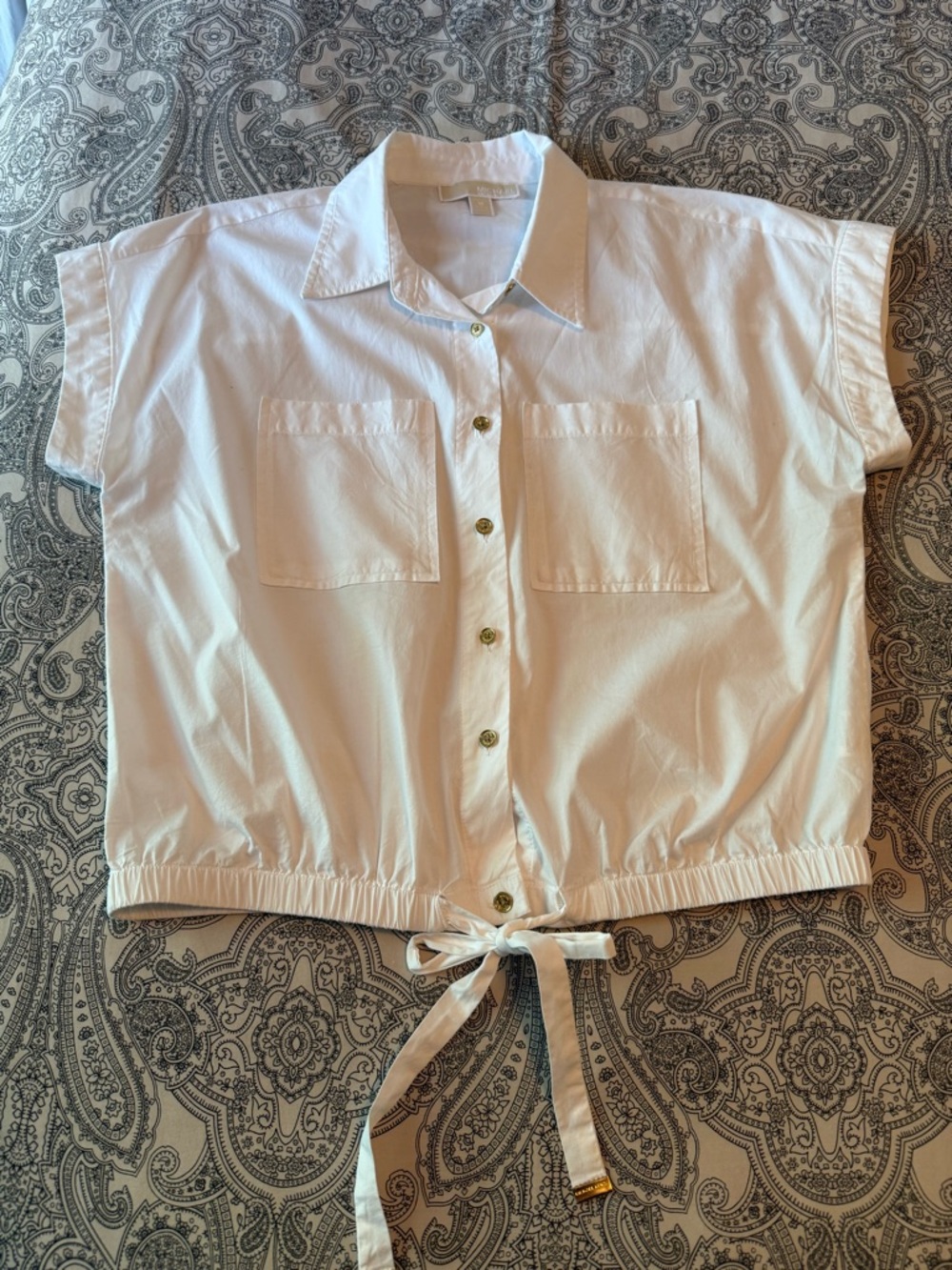 MICHAEL Michael Kors White Collared Button Shirt
